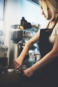 Apron Barista Cafe Coffee Pouring Steam Machine Concept