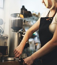 Apron Barista Cafe Coffee Pouring Steam Machine Concept