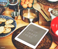 Digital Tablet Kitchen Bakery Cookies Copy Space Concept