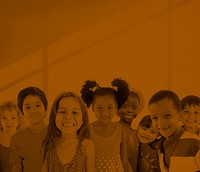 Group of diverse kids studio portrait