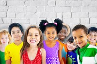 Group of diverse kids studio portrait