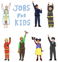 Group of Children in Jobs for Kids Concept