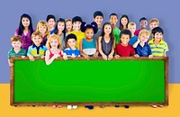 Group of diverse kids studio portrait