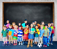 Group of diverse kids studio portrait