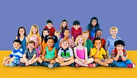 Group of diverse kids studio portrait