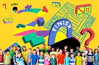 Kids Maze Puzzle Game Fun Solution Concept