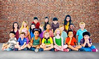 Group of diverse kids studio portrait