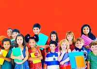 Group of diverse kids studio portrait