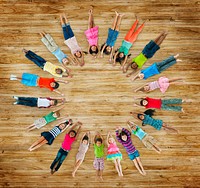 Group of diverse kids studio portrait