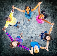 Group of diverse kids studio portrait