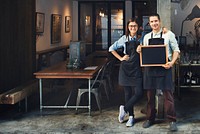 Couple Barista Coffee Shop Service Restaurant Concept