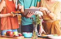 Friendship Togetherness Food Digital Tablet Technology Concept