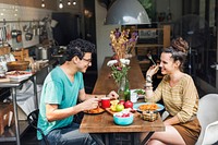 Couple Eating Food Feeding Sweet Concept