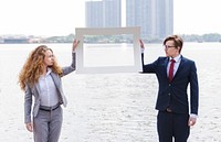 Business People  Picture Frame River Holding Concept