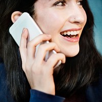 Girl Hoodie Cheerful Phone Call Concept