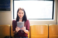 Woman Using Tablet Social Media Online Concept
