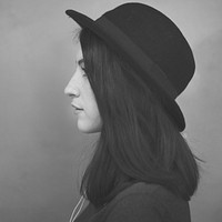 Profile Portrait Lady Wearing Hat Concept