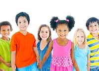 Group of diverse kids studio portrait