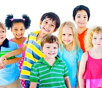 Group of diverse kids studio portrait