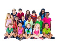 Group of diverse kids studio portrait