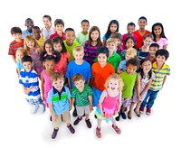 Group of diverse kids studio portrait