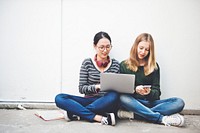 Women Talking Friendship Connection Technology Concept