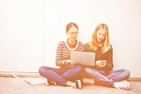 Women Talking Friendship Connection Technology Concept