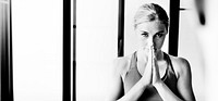 Woman Man Yoga Practice Pose Training Concept
