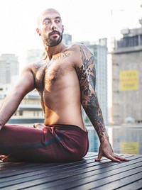 Man Yoga Practice Pose Training Concept