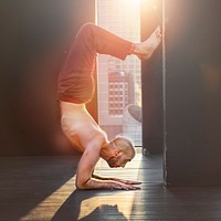 Man Yoga Practice Pose Training Concept