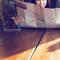 Girl Friendship Hangout Traveling Holiday Map Concept