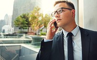 Business Man Working Talking Phone Concept