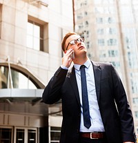 Businessman Talkin Phone Outdoors Thinking Concept