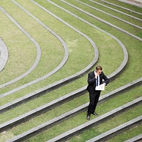 Business Man Check Time Outdoors Concept