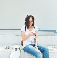 A girl playing on her phone