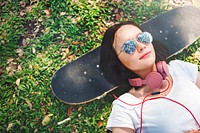 Lying Relaxation Fashion Hipster Park Style Concept