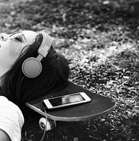 Skateboard Relaxation Rest Lying Chill Headphone Concept