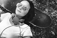 Skateboard Relaxation Rest Lying Chill Headphone Concept