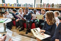 Young students at the library