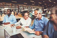 Seniors learning in an adult education class