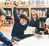 Young students at the library