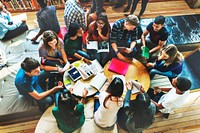 Young students at the school library