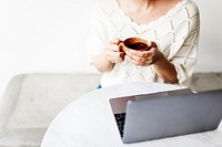 Closeup of woman with computer laptop