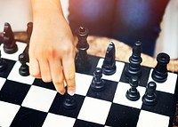 Woman Move Playing Chess Game Concept