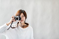 Asian Girl Camera Photographer Focus Shooting Concept