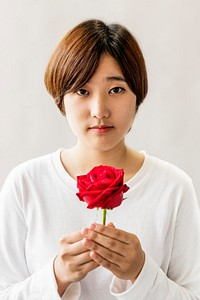Asian Girl Flower Freshness Relaxation Rose Concept