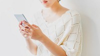 Asian Girl Mobile Phone Communication Technology Concept