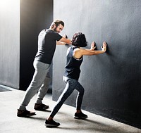 Couple Exercise Adult Athlete Sporty Training Concept