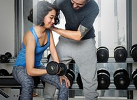 Workout Couple Exercise Fitness Sport Gym Concept