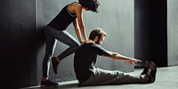 Partner Training Stretching Workout Concept